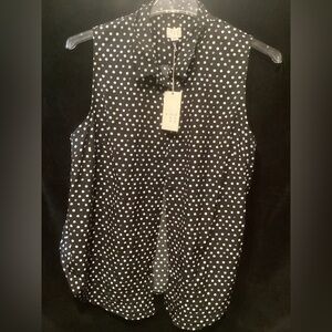 a new day Black and White Polka Dot Sleeveless Blouse